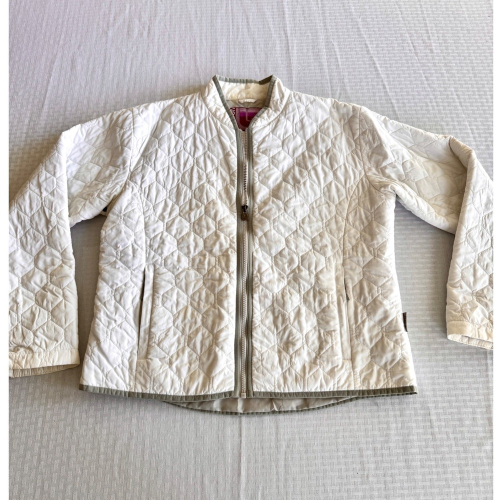 Burton Quilted Jacket Womens Large Off White Vintage Y2K Gorpcore Full Zip Layer